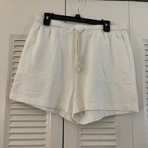 June & Delancey ivory shorts.